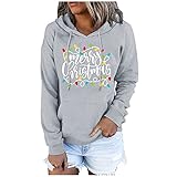 Lomelomme Damen Weihnachtskapuzenpullover Weihnachtsbedruckte Kapuzentasche Loser Weihnachten Weihnachtspullover Rudolph Rentier Elfe Kapuzen Christmas Hoodie Xmas Sw