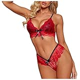BIBOKAOKE Sexy Dessous Set Frauen Zweiteilige Unterwäsche Sexy Spitze Nachtwäsche Push Up BH mit Spitze Tanga Thongs Sexy Erotische Reizwäsche Bra und Slip Lingerie Transparente Baby