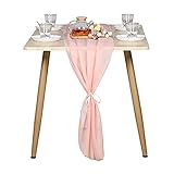 Kokomimi Korallenrosa Chiffon Tischläufer Romantischer Rustikaler Tischband Durchsichtig für Hochzeitsdeko Tisch Festival-Ereignis Tischdekoration 30×300cm (2 Stücke)