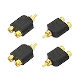 YACSEJAO RCA Y-Splitter-Adapter vergoldeter RCA 1-Stecker auf 2 weibliche Y-Splitter-Anschlüsse für Subwoofer, Autoradio, Verstärker, TV, digitales Audio usw.（4Pack）