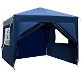 Outsunny Pavillon 3x3m Faltpavillon 4 Seitenwände mit Fenster Tür mit Reißverschluss Festzelt Gartenzelt Pop-Up-Pavillon inkl. Heringe Abspannseile Tragetasche Metall Oxford B
