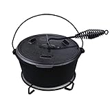 ACTIVA BBQ Dutch Oven Topf ca. 10 Liter Ø 37 cm aus schwarzem Gusseisen - inkl. Deckel - mit Henkel zum Tragen, Gusseisen Top