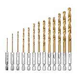 13 stücke High Speed ​​Stahl Titanbeschichtete Bohrer Set Sechskantschaft 1.5-6.5mm Sechsecker Griff Twist Bohrer von Yangs J