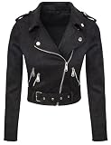 Rok Creek Selection Designer Damen Übergangs Jacke Wildlederoptik Sommer Jacke kurz Jacke D-315 [ V3447 Schwarz XL ]