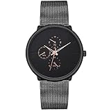 Armbanduhr Uhr Casual Classic Fashion Herren DREI Augen Business Black Uhren Luxus Edelstahl Ultrathin Mesh Gürtel Quarz Herren Armbanduhr Roseg