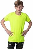 Mivaro Jungen Sport Shirt Trikot Funktionsshirt Laufshirt Fußball Training Tshirt, Größe:158/164, Farbe:Neongelb