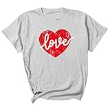 Couple Shirts Pärchen T-Shirts Bedrucktes O-Ausschnitt Hemd Damenmode Basic T-Shirt Happy Valentine's Day Graphic Tee Shirt Valentinsshirt Damen Kurzarm Tshirt Lässiges Süß