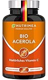 ACEROLA BIO Lutschtabletten | Natürliches Vitamin C Hochdosiert 1000mg | Reines Pulver Frucht-Extrakt aus Acerolakirsche | Tablette 100% VEGAN Cherry Kirsche Geschmack - Immunsystem Energ