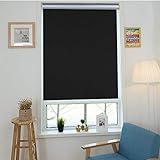 LZQ Verdunkelungsrollo Klemmfix 80 x 160 cm Schwarz ohne Bohren Verdunklungsrollo Fensterrollo Rollo Seitenzugrollo Klemmrollo für Fenster & Tü