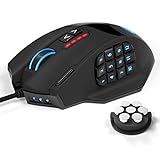 UtechSmart Venus Gaming Maus 16400 DPI USB Laser MMO Gaming Mouse, 18 programmierbare Tasten,16400 DPI Abtastrate, konfigurierbare LED-Farb-Beleuchtung, ergonomisches Desig