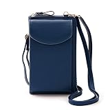AIRUI Handy Umhängetasche, Damen PU Leder Handytasche Geldbörse mit Kartenfächer Verstellbar Abnehmbar Schultergurt für Handy unter 6.5 Zoll - Dunkelb