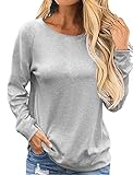 Damen T-Shirt Langrm Top Damen Oberteile Langarmshirt Damen Bluse Basic Shirt Tee Baumwoll Frauen Freizeit Einfarbig