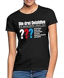 Spreadshirt Die DREI Fragezeichen Detektive Visitenkarte Frauen T-Shirt, S, Schw