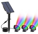 Solar Teichbeleuchtung, NATPOW RGB Unterwasser Teichlicht Landschaftsscheinwerfer Teichleuchten Tauchstrahler mit IP68 wasserdicht, Farbwechsel Gartenbeleuchtung für Pool, Garten, Patio, Baum(3 in 1)
