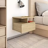 Spanplatte 2 STK. Hängender Nachttisch mit Schubladen und Offenen Fächern Nachtschrank Wandmontage Telefonschrank Konsolentisch T