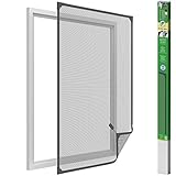 Easy Life Insektenschutz Fenster mit leicht montierbaren PVC Magnetrahmen Fliegengitter ohne Bohren individuell kürzbares Fliegennetz, Farbe:Anthrazit, Größe:100 x 120