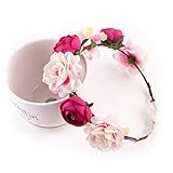 Yuccer Blumen Stirnband Mädchen, Böhmen Blumen Haarband für Damen Haarkranz Blumen für Hochzeit Festival Strand (Rose rot)