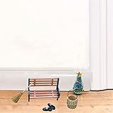 Wichteltür Weihnachten Set Miniatur Wichtel Set Wichtel Tür mit Zubehör Stiefel Laterne Weihnachtsbaum Dekokranz Holzleiter Wichtelbesen Zuckerstange Verzierungen für Mini Harz Weihnachten Pupp