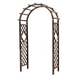 YEE Hölzerner Rosenbogen, große Pergola aus Holz, wetterfeste Kletterhilfe für den Garten, 210 x 120 x 50 cm, karbonisierte Farbe,Carbonized C