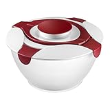 Westmark Salatbutler/-schüssel mit Tragegriffen und Dressing-Behälter, Fassungsvermögen: 6,5 Liter, Kunststoff, Praktika, Transparent/Weiß/Rot, 2422227R