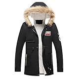 Orgrul Herren Winterjacke Jacke Winter Farbvarianten Warm Bomberjacke Steppjacke Wintermantel Kunstfell Daunenjacke Leichte Outdoor Puffer Jacket Gepolstert 1CE4 (XL, Schwarz)