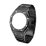 JJRRPA 3. Generation GA2100 Metallarmband GA2110 Uhrenband Bezel für G Shock GA-2100 Herrenuhren Ersatzzubehör (Band Color : Black B)