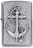 Zippo Feuerzeug 2004290 Nautic Benzinfeuerzeug, Messing, Edelstahloptik, 1 x 3,5 x 5,5