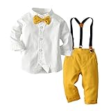 Allence Baby Jungen Bekleidungssets +Langarm Hemd+Hose+Hosenträger+Fliege Krawatte Anzug Gentleman Festliche Taufe Hochzeit für Herbst W