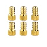 Rpanle 6pcs Fahrradventil Adapter, Fahrrad Ventiladapter aus Messing Presta zu Schrader Bike Valve Adapter Adapter Konverter mit Dichtring Fahrradpumpe Adap