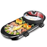 Teppanyaki Elektrogrill Grill, Antihaftbeschichtung, leicht zu reinigendes rauchloses Tablett und Hot Pot für Home Party -Heimgeb