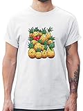 Comic Shirts - Süße Ananas Party - L - Weiß - Ananas t Shirt Herren - L190 - Tshirt Herren und Männer T-S