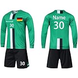 Benutzerdefiniert Trikot mit Hose & GRATIS Name + Nummer Team Logo - Geschenk für Kinder Erw.Jungen Fußb