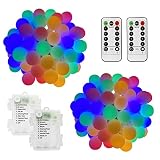 2 Stück 7,5M 60 LEDS Kugel Lichterkette Bunt Globe Lichterkette Batteriebetrieben für Innen und Außen 8 Mode ideal deko für Weihnachten Zimmer Balkon W