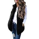 ZahuihuiM Damen Fleeceweste Plüschweste Teddyfell Kunstfell Weste Herbst Winterweste Warm Faux Pelz Kurzweste Damenwesten Teddyfleece Ärmellos Winterjacke Fleecejack