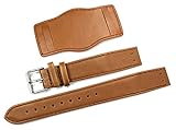 Lederband/Uhrenarmband/Uhrenband 20 mm für Feste Stege Band mit Unterlage Fliegeruhren Retro Look Strap Brown/braun B