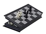 Engelhart - Schachspiel magnetisch - Einklappbar Schachbrett Pädagogische Speil mit Magnetischem, Reisen, Schwarz und weiß (24 cm x 24 cm)