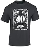 Biker Geburtstags T-Shirt: Born to Be Wild 40 Jahre - Geschenk zum 40. Geburtstag - Jahrgang 1981 - Motorrad-Shirt - Mann Männer Frau-en - Damen Herren - Chopper Highway Hell Bike (XL)