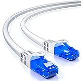 deleyCON 15m CAT.6 Ethernet Gigabit Lan Netzwerkkabel RJ45 CAT6 Kabel Patchkabel U/UTP Kompatibel zu CAT.5 CAT.5e CAT.6a Cat.7 - Weiß