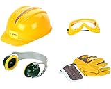 Theo Klein 8537 Bosch Zubehör-Set | Hochwertige Arbeitshandschuhe, -brille, Ohrenschützer und Helm | Im Bosch-Design | Spielzeug für Kinder ab 3 J