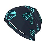 EDJKEJYCO Dinosaurier Muster Beanie Mütze Slouch Beanie Mütze Skull Cap für Frühling Herbst Winter Herren Damen, siehe abbildung, O