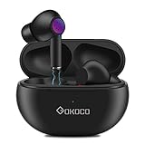 GOKOCO Wireless Bluetooth 5.1 Kopfhörer,HiFi Stereo Ohrhörer,Touch Control,Auto Pairing,Geräuschunterdrückung CVC 8.0,IPX5 wasserdichte,für Android und iOS Schw