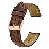 BISONSTRAP Vintage Uhrenarmbänder mit Roségold Schnalle, Leder Ersatzband 18mm (Braun)