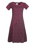 Vishes - Alternative Bekleidung - Damen Kurzarm Lagenlook Kleid Hippie Streifen Punkte Muster dunkelrot 44