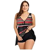 OUMSHBI Tankini Set Bikini Bademode Plus Size Retro V-Ausschnitt Streifen Badebekleidung Tankini Bikini Set Frauen Badeset Sexy Zweiteillig B