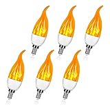 6 Packungen Flammeneffekt Glühbirne, 3 Modi Flammendekorationen Glühbirnen, 3W E12/E14/E27 Sockel Flackerndes Feuer Dekorative Glühbirne, für Gartenhaus Tischlampe,E12