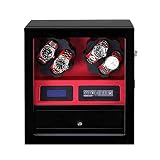 Automatische Uhrenbewegerbox für 4 Uhren + 5 Lagerpositionen, Touch-LCD-Digitalanzeige und leiser Motor, mit Schublade,01