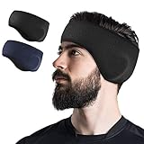 Telgoner Winter Stirnband Sport für Damen Herren, Ohrenwärmer Stirnbänder Ohrenschützer Headband Kopfband Warm Winddicht Perfekt für Laufen Wandern Jogging Fahrrad, 2 Stück(Schwarz + Dunkelblau)