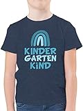 Kindergarten Geschenk Outfit - Kindergartenkind Regenbogen Blau - 152 (12/13 Jahre) - Dunkelblau Meliert - Zeichnung - F130K - Kinder Tshirts und T-Shirt für Jung