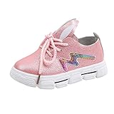 Dinnesis Babyschuhe Mädchen Cartoon Pailletten Kaninchen Flache Turnschuhe Freizeitschuhe Rutschfest Atmungsaktiv Weiche L