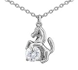 Hanessa Pferde Halskette in Silber Strass-Stein Mädchen-Schmuck Tier-Liebhaber Reiten Pony
